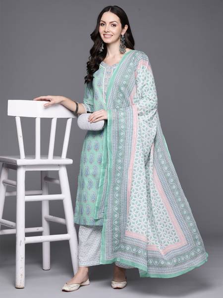 Indo Era Women Kurta Palazzo Dupatta Set