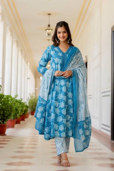 ETHNIFLAIR Women Kurta Pyjama Dupatta Set