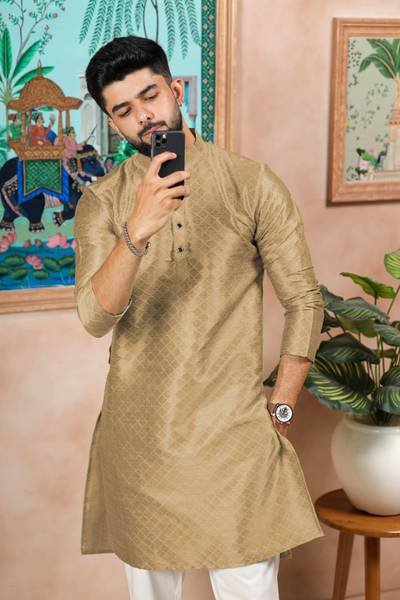 Koshin Men Block Print Straight Kurta
