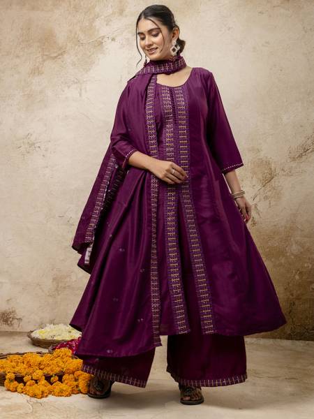 VredeVogel Women Kurta Palazzo Dupatta Set