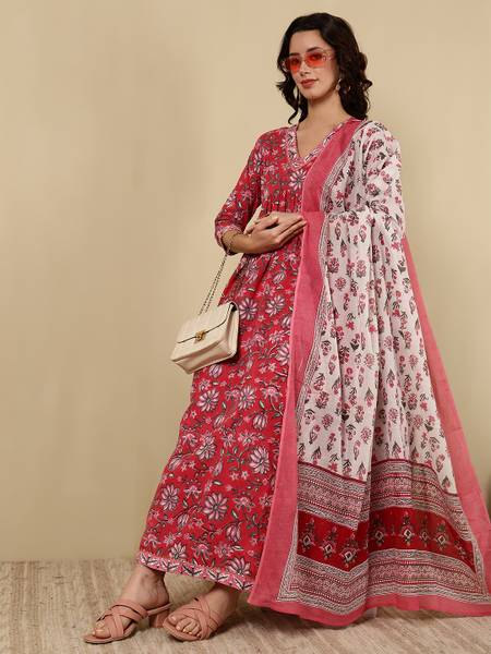 GLAM ROOTS Women Kurta Palazzo Dupatta Set