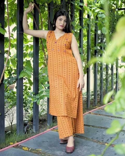 PEELOANE Women Kurta Pant Set