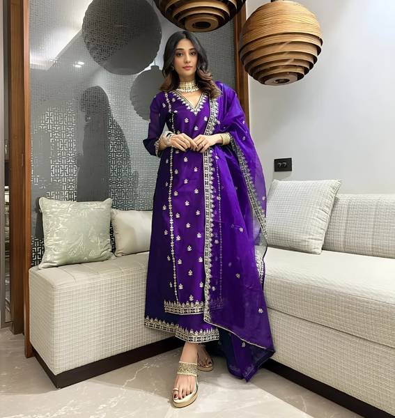 Cartyshop Women Kurta Palazzo Dupatta Set