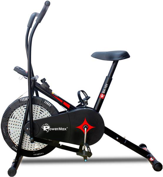 Powermax Fitness BA-151 Air Bike with 1.5kg fly wheel, Moving Handles, Max user 120kg Home Gym Dual-Action Stationary Exercise Bike