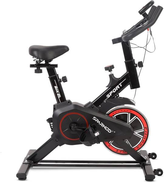 Sparnod Fitness SSB-08 Cycle for Home Gym with 8kg Flywheel LED Display Pulse Sensor Silent Belt Spinner Exercise Bike