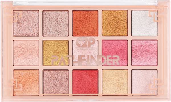 C2P Professional Makeup Pathfinder 15 Blendable Shimmer Shades Highly Pigmented Eyeshadow Palette 24 g