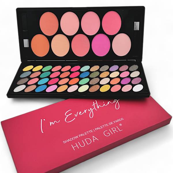 Huda Girl Edition 48-Color Eyeshadow Palette & 9-Blush Beauty Ensemble with Brushes 70 g