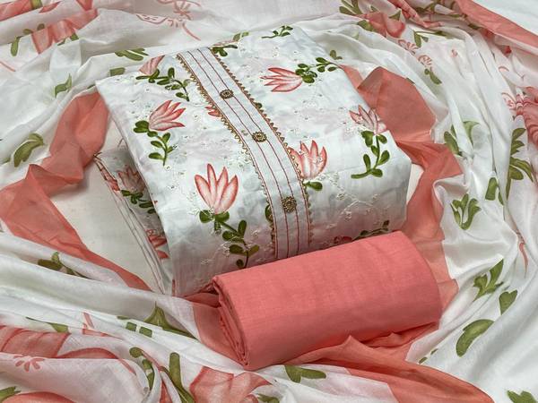 Vinayak fashoin Pure Cotton Embroidered Kurta & Churidar Material