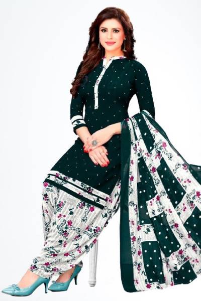 Sarvagny Crepe Polka Print Salwar Suit Material