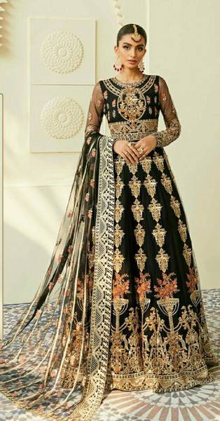 SAMYAGDARSHANA Georgette Embroidered Salwar Suit Material