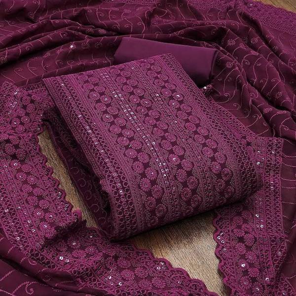 SWARNGANGA TEX Georgette Embroidered Salwar Suit Material