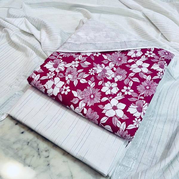 BUSHI Cotton Blend Floral Print Salwar Suit Material