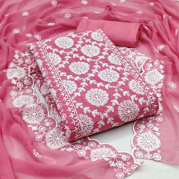 M FASHION Georgette Embroidered Salwar Suit Material