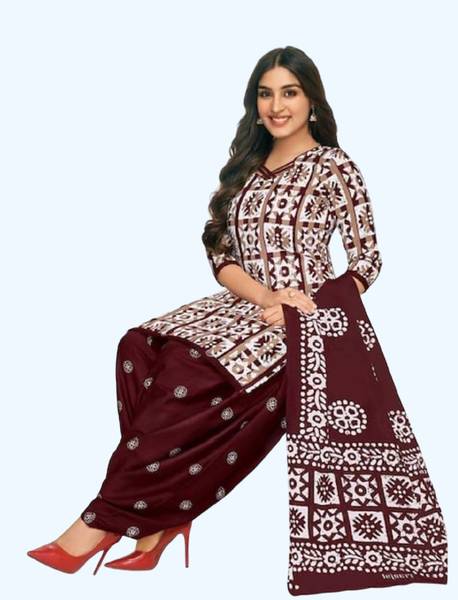 adfab Crepe Printed Kurta & Patiyala Material