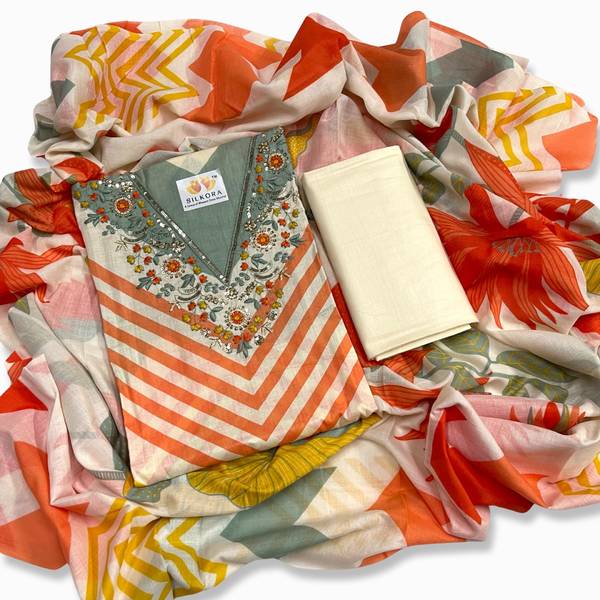 SILKORA Pure Cotton Printed Salwar Suit Material