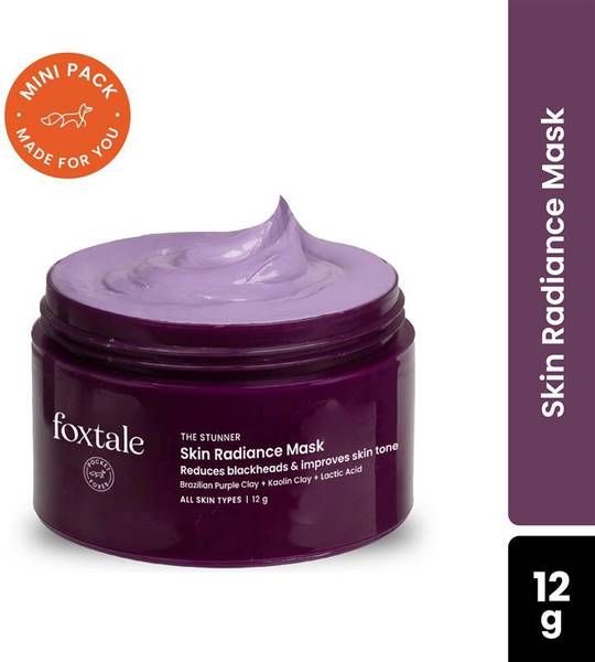 Foxtale Detan Skin Radiance Mask, With Lactic Acid & Brazilian Purple Clay, Removes Tan