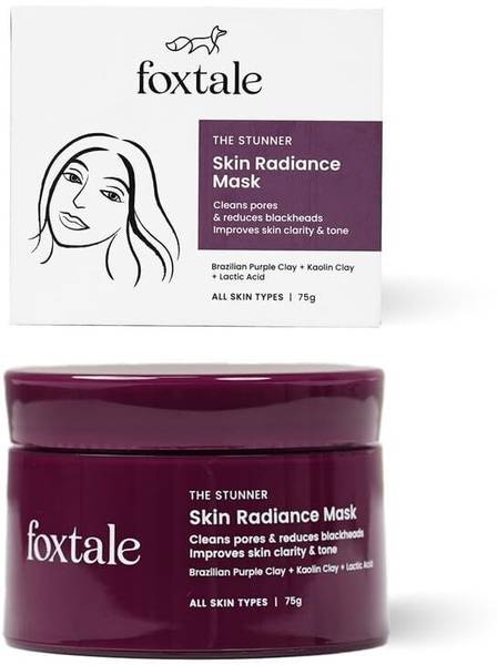 Foxtale De-Tan Face Pack,Clay Mask Lactic Acid,Brazil Purple Clay Bright,Clean Pore