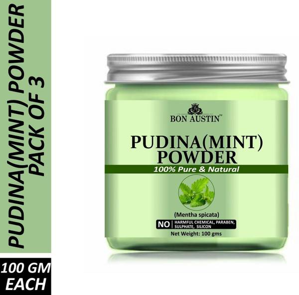 Bon Austin 100% Pure & Natural Pudina(Mint) Powder Combo Pack of 3 Jars of 100 gms(300 gms)