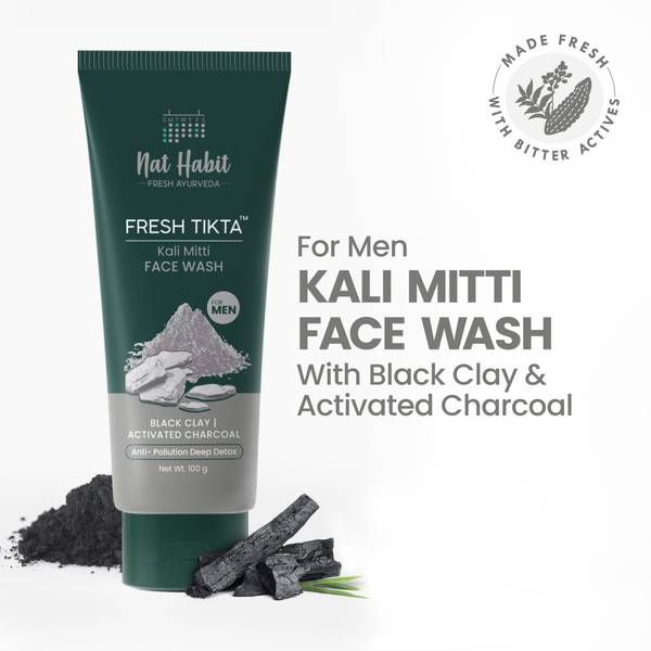 Nat Habit 100% Natural Detox, Skin Brightening For Men Charcoal Face Wash