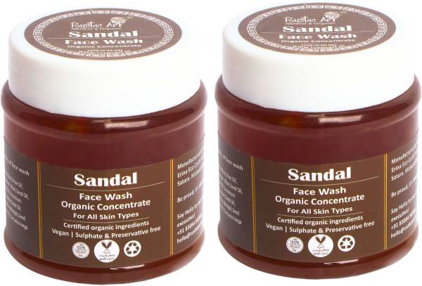 RUSTIC ART Organic Sandal Concentrate|Tan Free Glowing Skin| SLS Free Face Wash