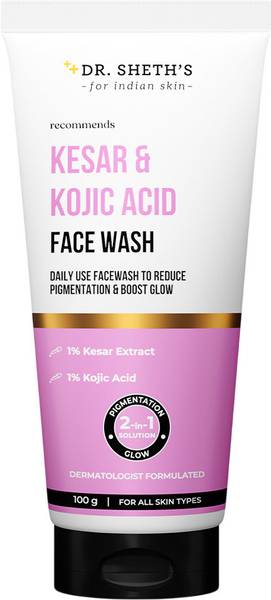 Dr. Sheth's Kesar & Kojic Acid Facewash | Pigmentation Free & Glowing Skin | Gently Cleanses & Exfoliates Skin Face Wash