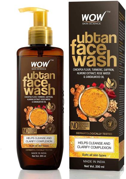 WOW SKIN SCIENCE Ubtan | Chikpea Flour, Turmeric, Saffron, Almond Extract & Sandalwood Oil |Pack of 2| Face Wash