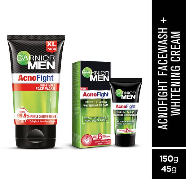 GARNIER Men Acno Fight Pimple Clearing Facewash, 150gm + Acno Fight Anti Pimple Moisturiser 45 gm (pack of 2) Face Wash  (195 g)