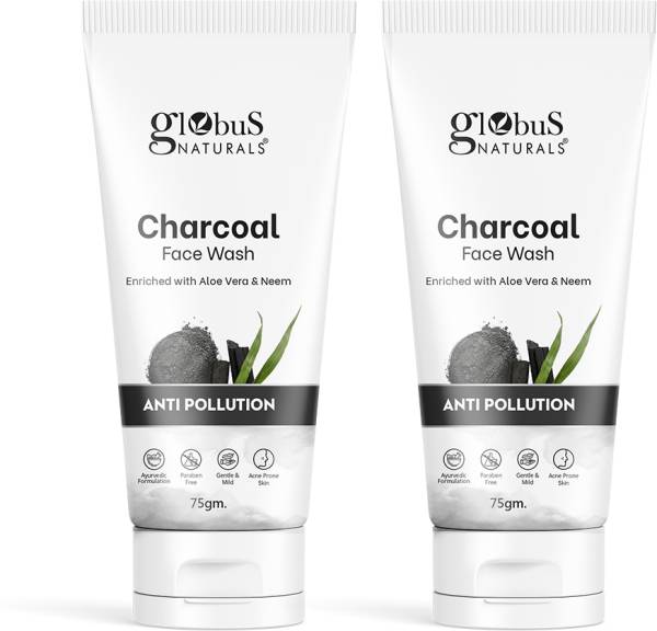 Globus Anti Pollution Charcoal , Set of 2 Men & Women Oily Skin Face Wash