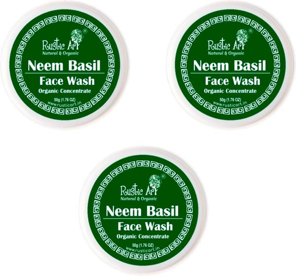 RUSTIC ART Neem Basil - Organic & Natural Anti Acne & Anti Pimple Face Wash