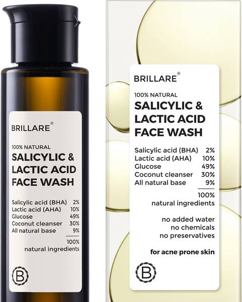 Brillare Salicylic & Lactic Acid , Acne Prone Skin, 100% natural facewash Face Wash
