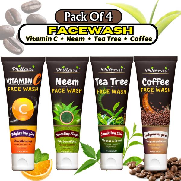 Phillauri Vita C,Neem,Tea Tree And Coffee Face Cleanser for Glowing Skin, Dirt Removal, Reduce Acne, Face Wash