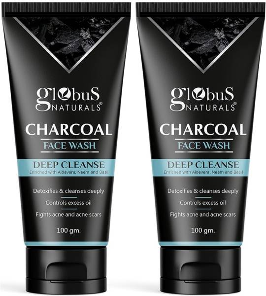 Globus Naturals Activated Charcoal Enriched With Tea-Tree|Anti-Pollution|Anti-Acne| Face Wash