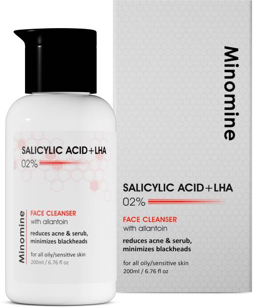 Minomine 2% Salicylic Acid Cleanser | Reduces Acne & Serub, Minimizes Blackheads & Pimple Face Wash