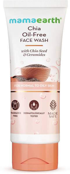 Mamaearth Chia Oil-Free Facewash with Chia Seed & Ceramides for Normal to Oily Skin | Co-Created with Dermats | Strengthens Skin's Natural Barrier | O...
