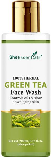 She Essentials Green Tea enriched with Vitamin C, Rice Water & Turmeric for Skin Radiance, Tan Removal, Anti Aging, Oil Control, Acne Control & Dark S...