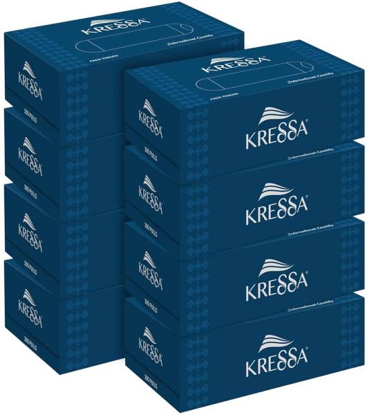 KRESSA Facial Tissues 2 Ply, 100 Pulls Per Box, 100% Natural Virgin Paper, Ultra Soft