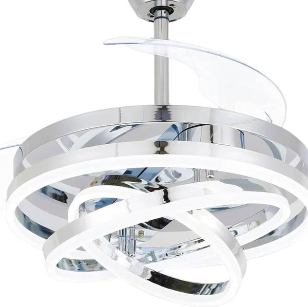 HANS LIGHTINGS Ceiling Fan with 3 Retractable Blade and Color Changing Light, Ring, Remote 4 Star 1320 mm 3 Blade Ceiling Fan
