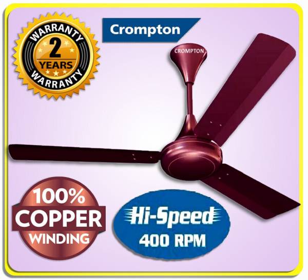 Crompton Super High Speed 400 rpm HS PLUS 51W Energy Saving SUREBREEZE 100% Copper 111 1 Star 1200 mm Energy Saving 3 Blade Ceiling Fan