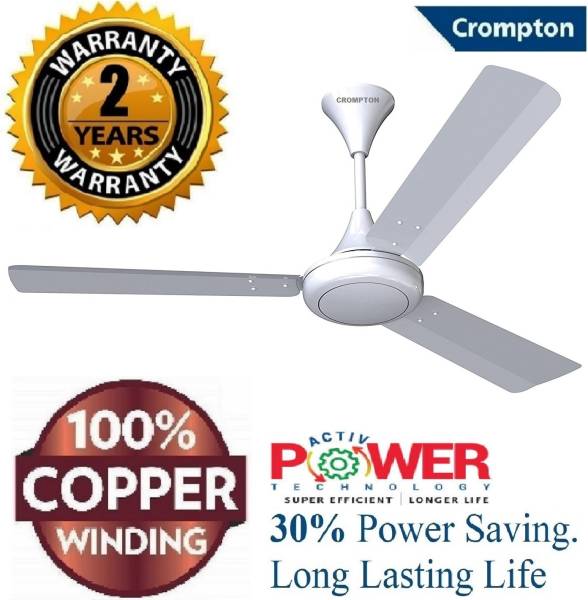 Crompton Super High Speed 400 rpm HS PLUS 51W 30% Energy Saving SUREBREEZE 100% Copper69 1 Star 1200 mm Energy Saving 3 Blade Ceiling Fan