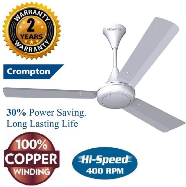 Crompton Super High Speed 400 rpm HS PLUS 51W Energy Saving SUREBREEZE 100% Copper 9 1 Star 1200 mm 3 Blade Ceiling Fan