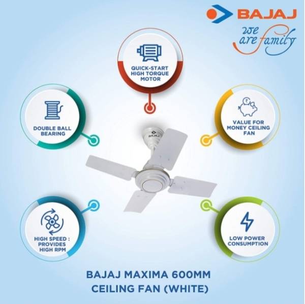 BAJAJ maxima 1 Star 600 mm Ultra High Speed 4 Blade Ceiling Fan
