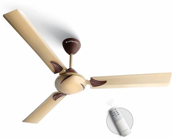 Longway Creta P1 1200 mm Remote Controlled 3 Blade Ceiling Fan  (Golden, Pack of 1)