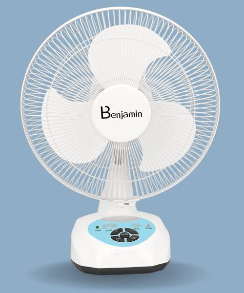 Benjamin Rechargeable Fan, 12-inch, 5400mAh Li-ion Battery Fan, AC-DC 304.8 mm 3 Blade Table Fan