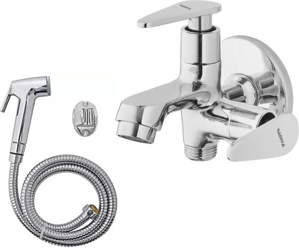 Ramya PACIFIC Bib Cock 2 Way With Soft Health Faucet Complete Set For Kitchen And Bathroom Tap Twin Elbow Valve Faucet