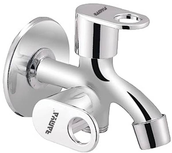 Ramya Max Bib Cock 2 Way Stainless Steel Brass Disc Premium Quality For Kitchen And Bathroom Tap Twin Elbow Valve Faucet