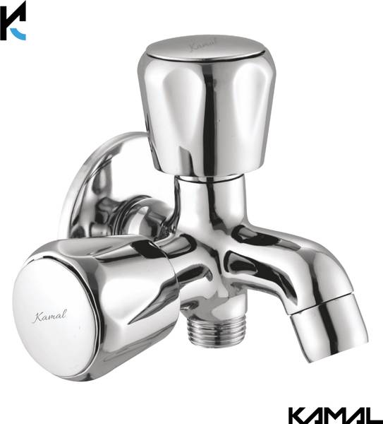 KAMAL Full Brass Two Way Bib Tap - Contessa Prime Nova Series Aerator & Std 1/2'' BSP | 2 in 1 Bib Tap for Bathroom & Kitchen German Tech Aerator | Ch...