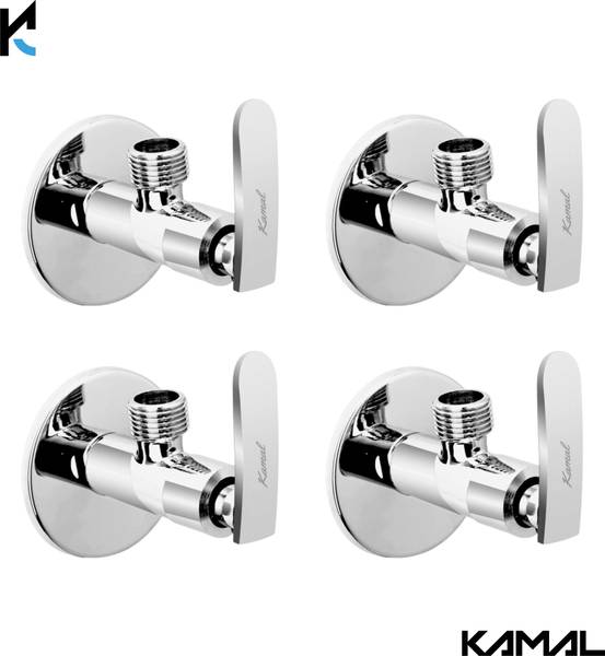 KAMAL Premium Angle Valve- Irene | Quarter Turn Movement | Angle Cock with Wall Flange | Leak-Proof Tap for Geyser Basin & Toilet | ( Set of 4) Brass ...