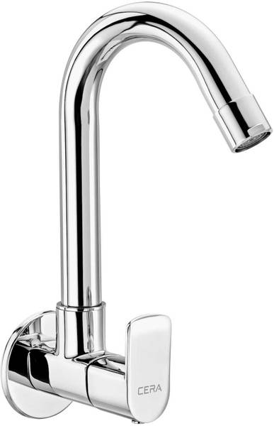 CERA - Sink Cock (Wall Mounted) with 165 MM (6.5") Long Swivel Spout and Wall Flange Kitchen Mixer Faucet