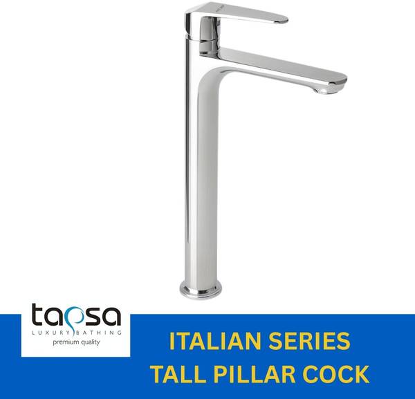 Tapsa SmartBuy Silver Chrome Coated SS-304 Tall Pillar Cock Tap With Long Spout & 12 Inches Tall Body Tall Boy Extended Pillar Tap Pillar Tap Faucet