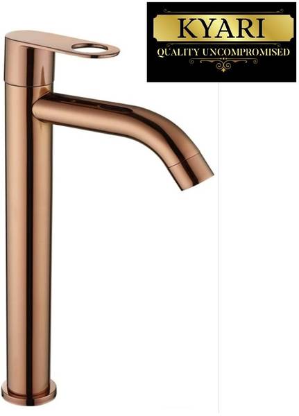 Kyari - Tall Deck Mount 12 inch Table top Basin Pillar Tap ( ROSE GOLD ) HOLEX Handle For Washbasin Pillar Tap Faucet